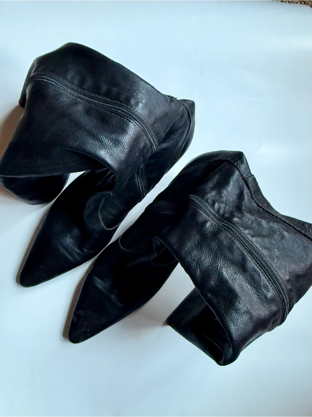 Vintage J.Crew Black Leather Knee High Boots Size 10 Genuine Leather